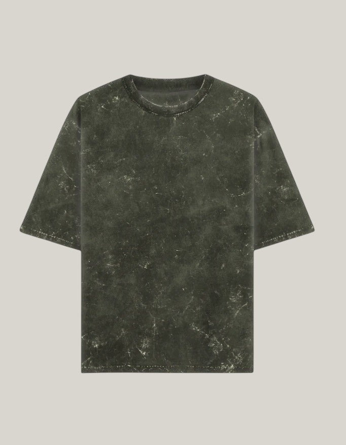 StrykDrift oversized crew neck t-shirt in dark grey with a vintage-inspired acid wash finish and relaxed fit.