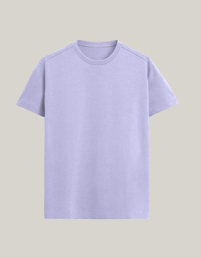 StrykDrift essential crew neck t-shirt in a soft light purple cotton fabric with a clean minimalist design.
