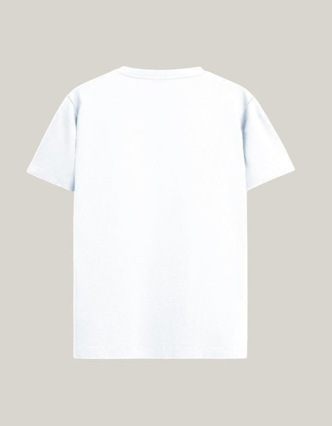 StrykDrift Essential Everyday crew neck t-shirt in white, back view showing clean minimalist design and tailored fit.